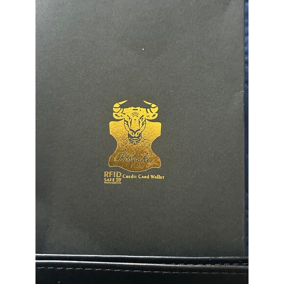 NIB Piboshi Black Leather RFID Credit Card Wallet Slots for Credit Card. Cash ID - Picture 2 of 5